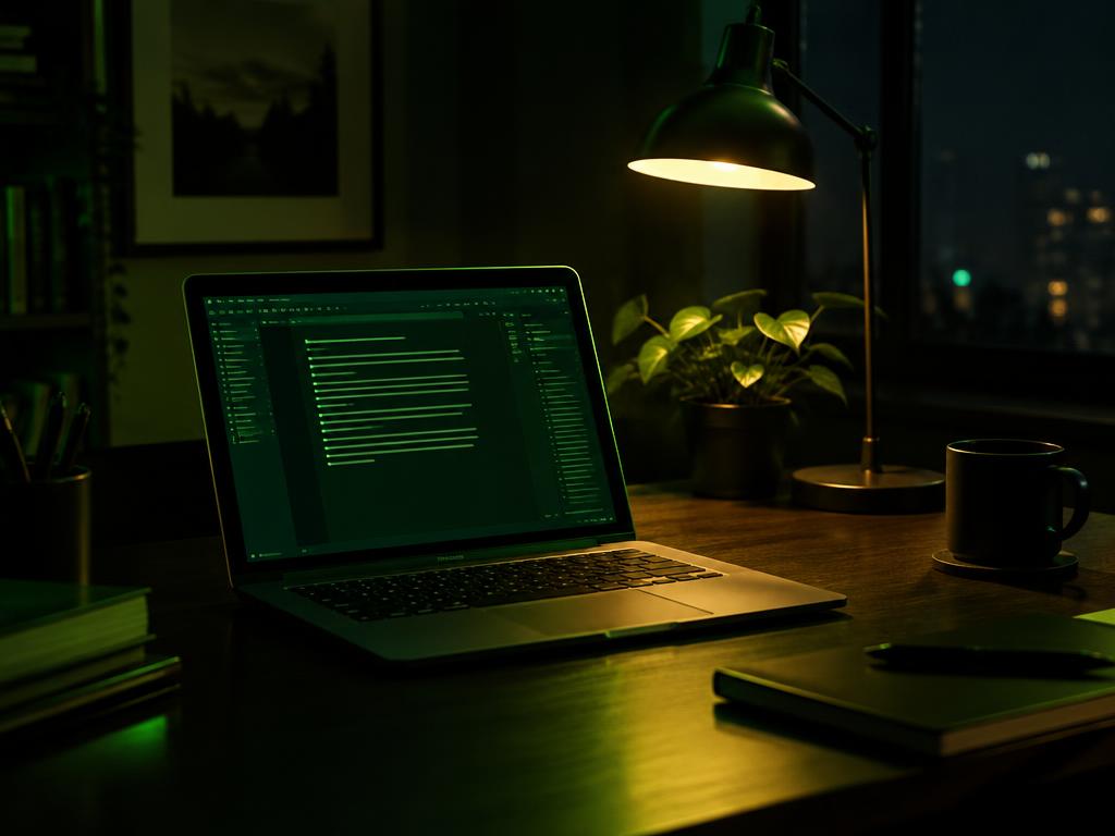 Writer's desk with notebook and laptop