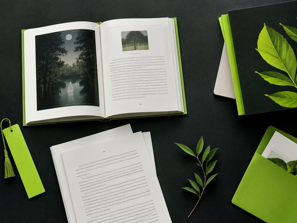 Book publishing layout flat lay